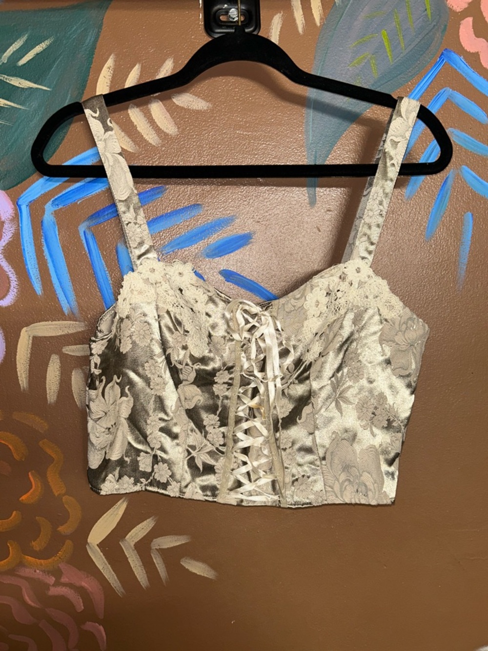 Victoria's Secret Metallic Champagne Floral Bustier Crop Top - Picture 4 of 4